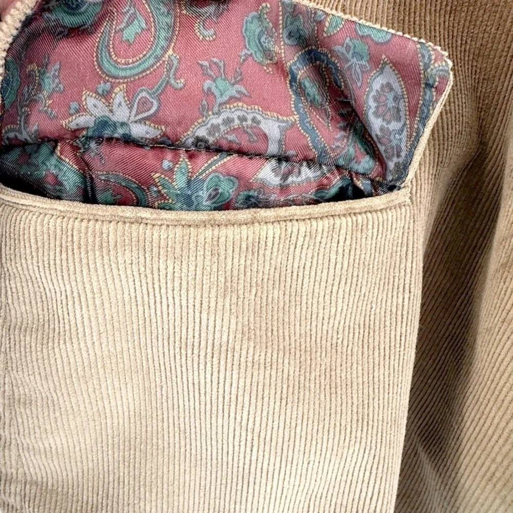 Lauren Ralph Lauren Tan Wale Corduroy Blazer Jacket Mens 44R Paisley Lined
